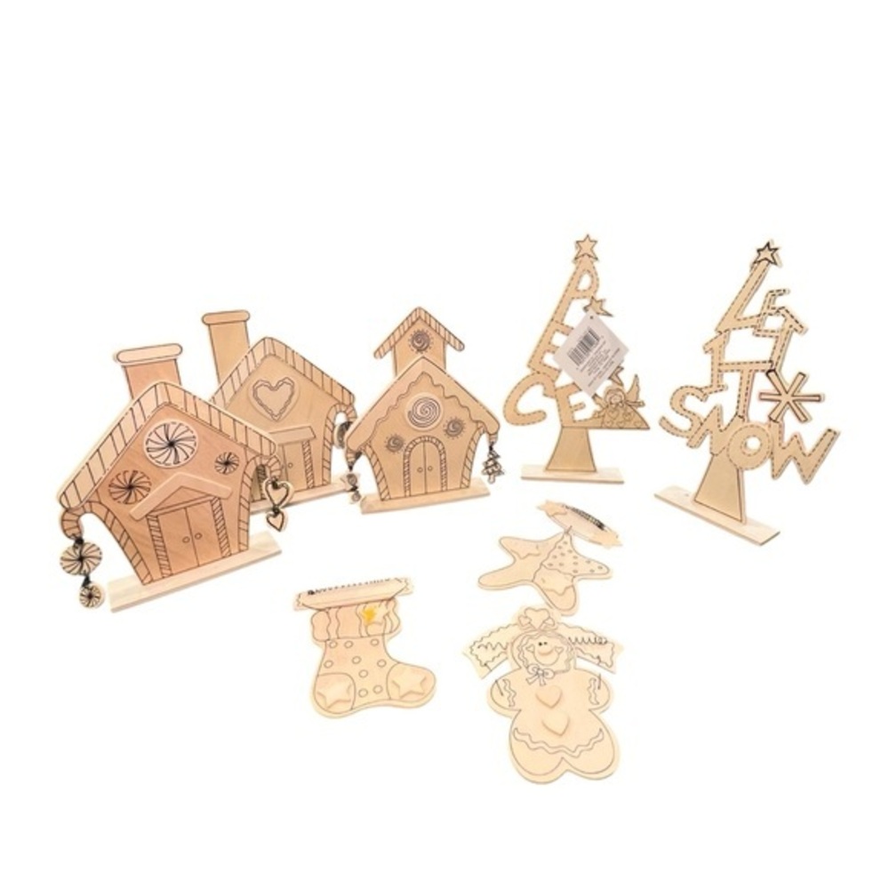 Lot 8 Holiday Crafts DIY‎ Wooden Christmas Projects Early 2000’s Ready To Paint